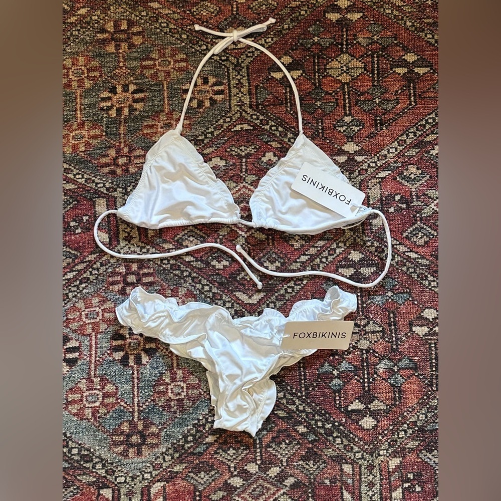 White Ruffled Bikini Top - Picture 3 of 9